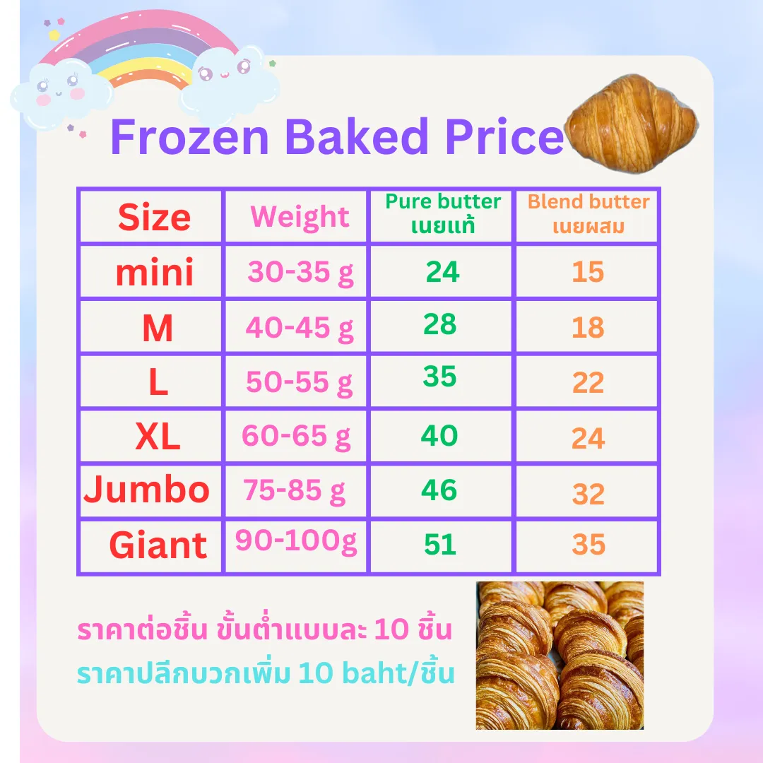Frozen croissant price list